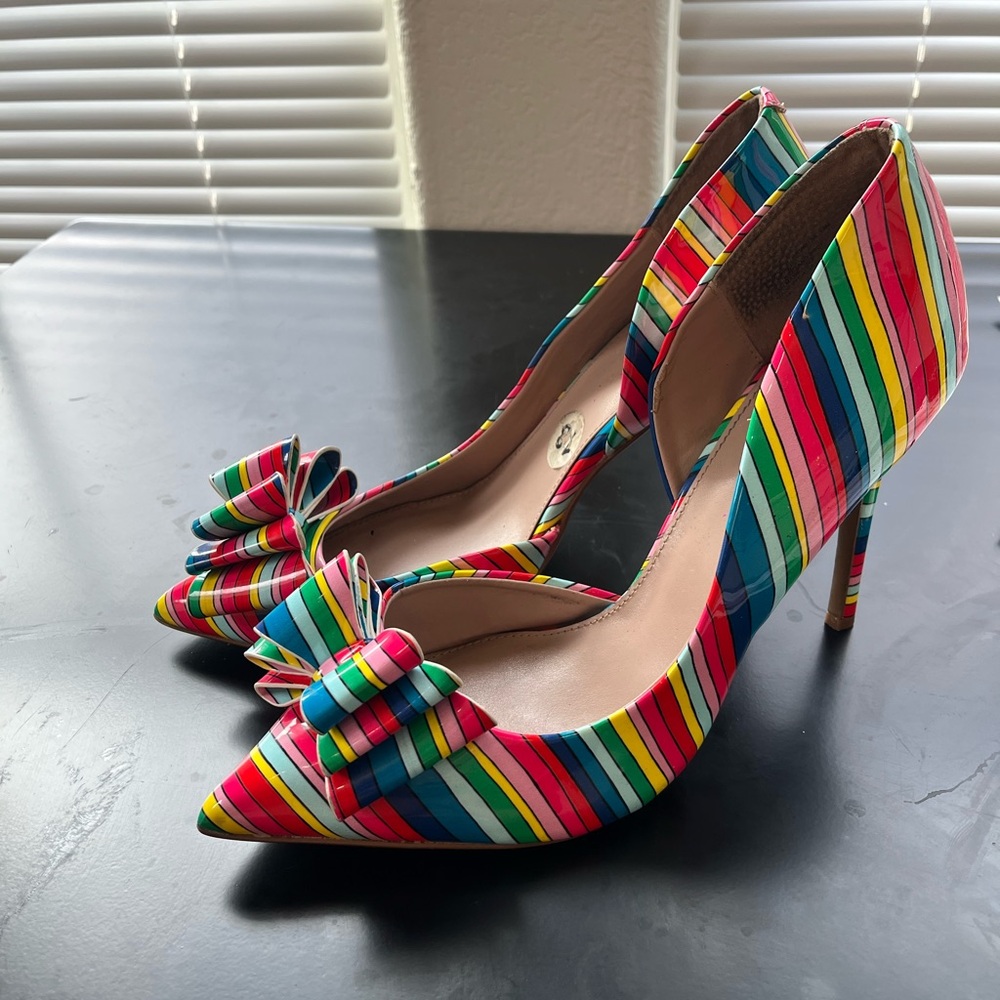 Colorful Striped Women's Heels